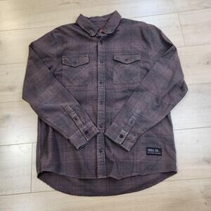 Troll Co. Shirt Mens XL Brown Plaid Flannel Long Sleeve Button Up Workwear